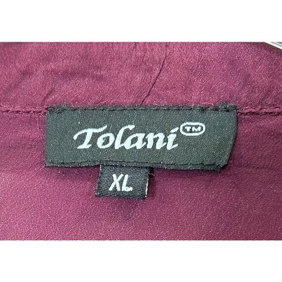 Tolani Purple 100% Cupro Button Up Roll Tab Long Sleeve Blouse - Picture 8 of 8